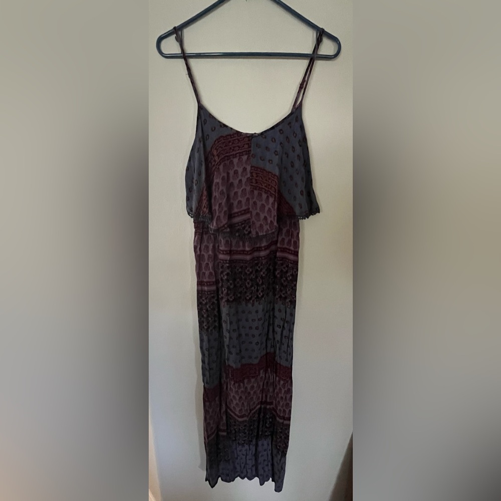 American Eagle Outfitters Purple and Blue Tiered Maxi Sundress